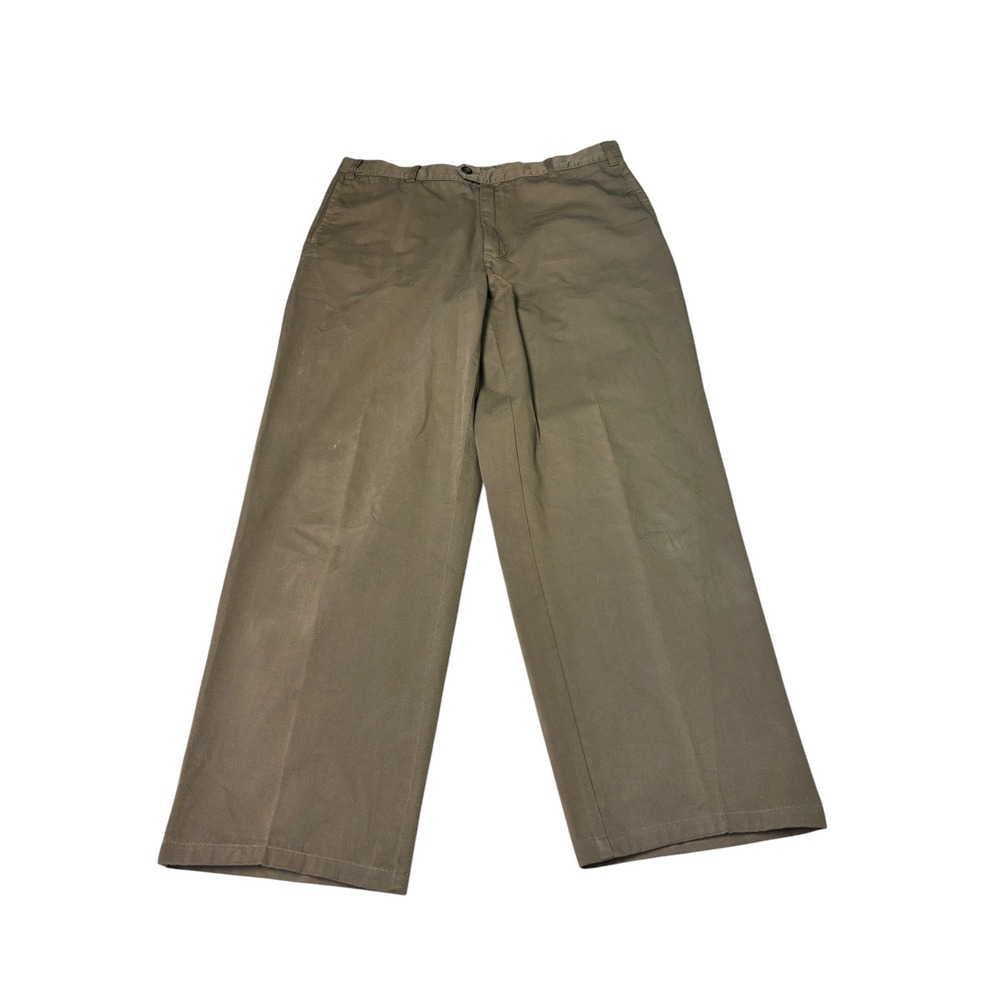 Ermenegildo Zegna Mens Khaki Brown 100% Cotton Twill Straight Leg Pants‎ 37x30